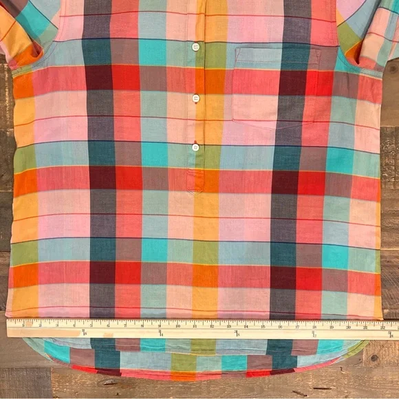 J. Crew Lightweight Colorful Plaid Button-Up Women’s Shirt - Picture 6 of 9